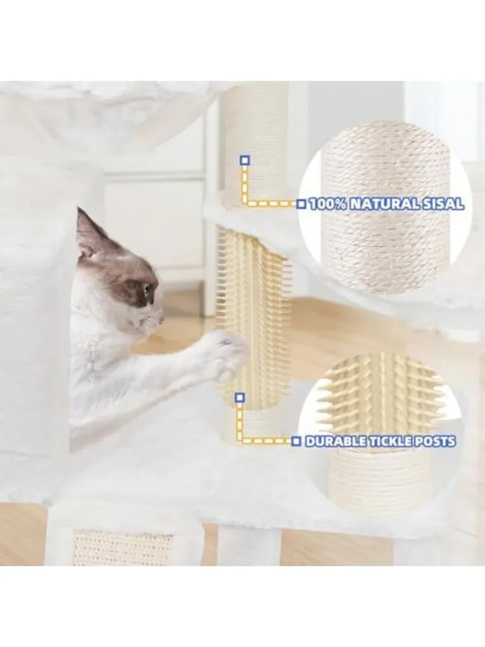 Cozy 3-Tier Grey Cat Tree Tower with Hammocks - Plush & Spacious 39.4